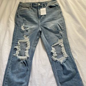 Straight Leg Ripped Jeans
